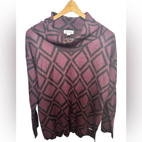 Calvin Klein Sweaters - Calvin Klein Women's Cowl Neck Sweater in Purple and Black M